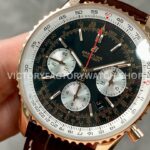 BLS Factory Breitling Navitimer 1 B01 Chronograph RB0121211 ( (5) BLS Factory Breitling Navitimer 1 B01 Chronograph RB0121211B1P1 43mm Rose Gold Leather Strap Silver Eye Black Dial