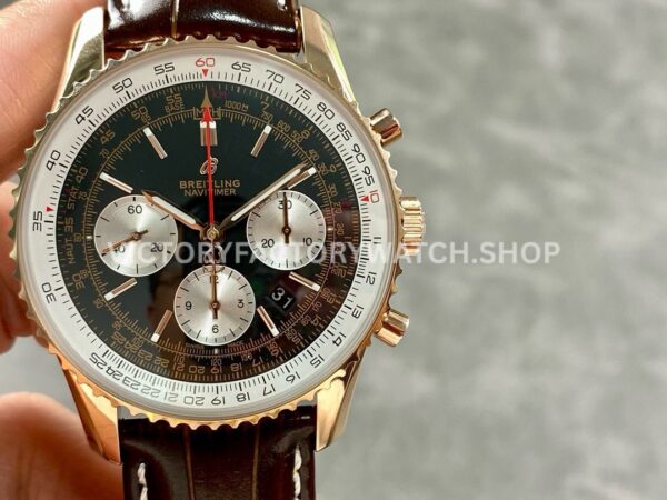 BLS Factory Breitling Navitimer 1 B01 Chronograph RB0121211 ( (8) Breitling Navitimer B01 RB0121211B1P1 black dial leather strap