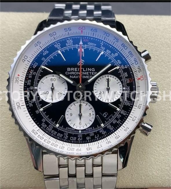 BLS Factory Breitling Navitimer Chronograph AB0121211B1A1 43mm Full Steel White ( (7) Breitling Navitimer AB0121211B1A1 black dial steel bracelet