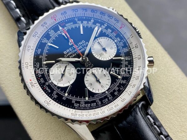 BLS Factory Breitling Navitimer Chronograph AB0121211B1A1 43mm Steel L (1) BLS Factory Breitling Navitimer Chronograph AB0121211B1A1 43mm Steel Leather Strap White Eye Black Dial