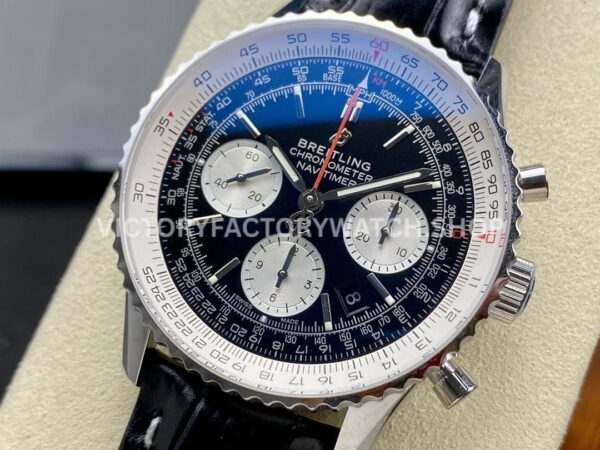 BLS Factory Breitling Navitimer Chronograph AB0121211B1A1 43mm Steel L ( (3) BLS Factory Breitling Navitimer Chronograph AB0121211B1A1 43mm Steel Leather Strap White Eye Black Dial