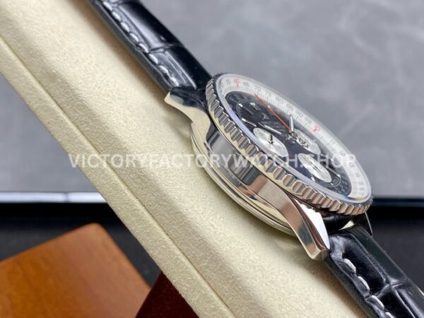 BLS Factory Breitling Navitimer Chronograph AB0121211B1A1 43mm Steel L ( (6) BLS Factory Breitling Navitimer Chronograph AB0121211B1A1 43mm Steel Leather Strap White Eye Black Dial