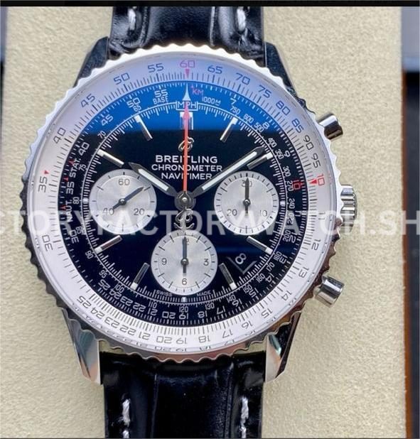 BLS Factory Breitling Navitimer Chronograph AB0121211B1A1 43mm Steel L ( (8) Breitling Navitimer AB0121211B1A1 black dial leather strap