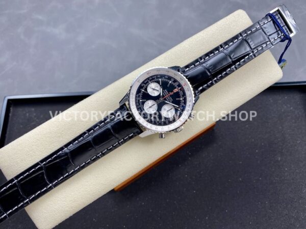 BLS Factory Breitling Navitimer Chronograph AB0121211B1A1 43mm Steel L ( (9) BLS Factory Breitling Navitimer Chronograph AB0121211B1A1 43mm Steel Leather Strap White Eye Black Dial