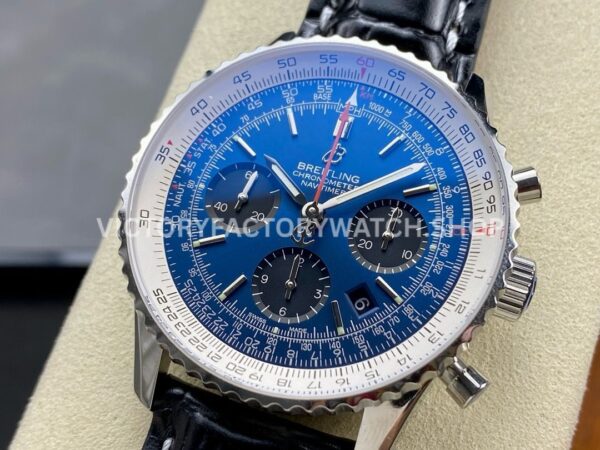 BLS Factory Breitling Navitimer Chronograph AB0121211C1P1 43mm Steel Le (1) BLS Factory Breitling Navitimer Chronograph AB0121211C1P1 43mm Steel Leather Strap Black Eye Blue Dial