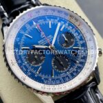 BLS Factory Breitling Navitimer Chronograph AB0121211C1P1 43mm Steel Le ( (5) BLS Factory Breitling Navitimer Chronograph AB0121211C1P1 43mm Steel Leather Strap Black Eye Blue Dial