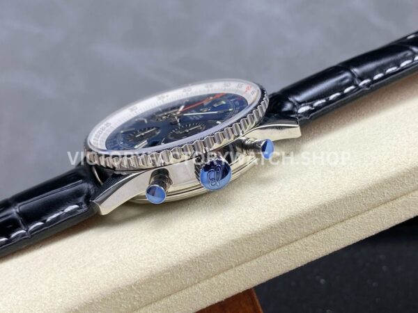 BLS Factory Breitling Navitimer Chronograph AB0121211C1P1 43mm Steel Le ( (9) BLS Factory Breitling Navitimer Chronograph AB0121211C1P1 43mm Steel Leather Strap Black Eye Blue Dial