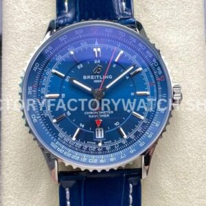 BLS Factory Breitling Navitimer GMT A32310251B1A1 41mm Steel Leather Strap Blue Dial