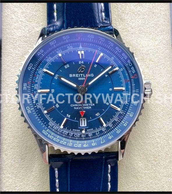 BLS Factory Breitling Navitimer GMT A32310251B1A1 41mm Steel Leather Strap Blue Dial (2) BLS Factory Breitling Navitimer GMT A32310251B1A1 41mm Steel Leather Strap Blue Dial