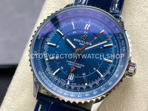 BLS Factory Breitling Navitimer GMT A32310251B1A1 41mm Steel Leather Strap Blue Dial (4) BLS Factory Breitling Navitimer GMT A32310251B1A1 41mm Steel Leather Strap Blue Dial