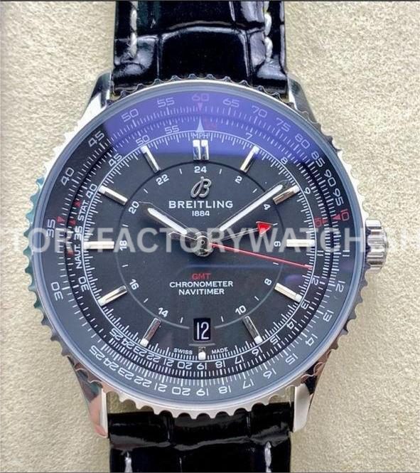 BLS Factory Breitling Navitimer GMT A32310251B1P1 41mm Steel Leather Strap Black Dial (5) BLS Factory Breitling Navitimer GMT A32310251B1P1 41mm Steel Leather Strap Black Dial