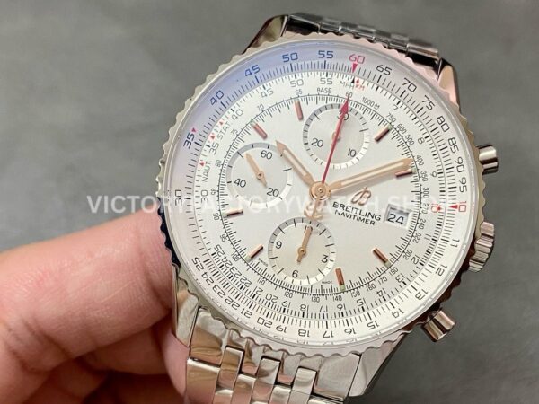 BLS Factory Breitling Navitimer Heritage Chronograph A13324121G1A1 43mm Full St ( (5) BLS Factory Breitling Navitimer Heritage Chronograph A13324121G1A1 43mm Full Steel Silver Dial