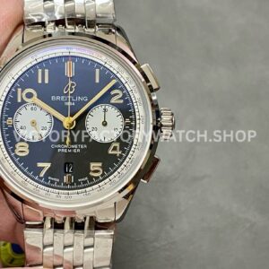 BLS Factory Breitling Premier B01 AB0118A21B1A1 42mm black dial full steel chronograph