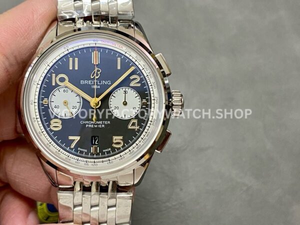 BLS Factory Breitling Premier B01 Chronograph AB0118A21B1A1 42mm Full Steel White Eye (1) BLS Factory Breitling Premier B01 AB0118A21B1A1 42mm black dial full steel chronograph