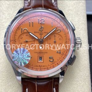 BLS Factory Breitling Premier B01 AB0145331K1P1 42mm orange dial leather strap