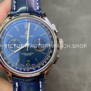 BLS Factory Breitling Premier AB0118A61C1P2 42mm blue dial leather strap chronograph