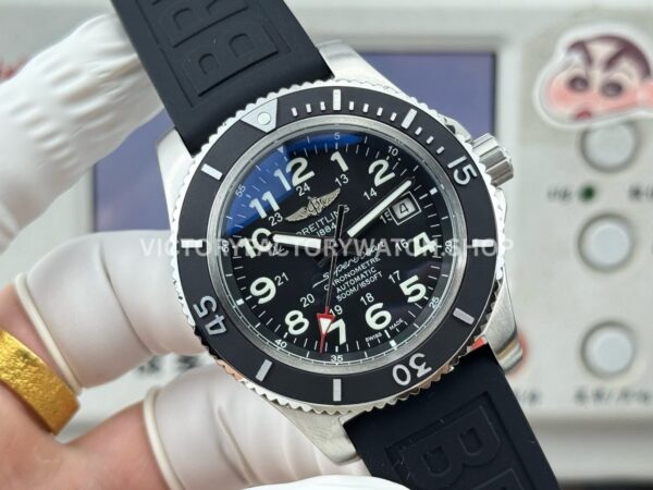 BLS Factory Breitling Superocean A17365C91B1S1 42mm Steel Rubber Strap Arabic numerals Black Dial