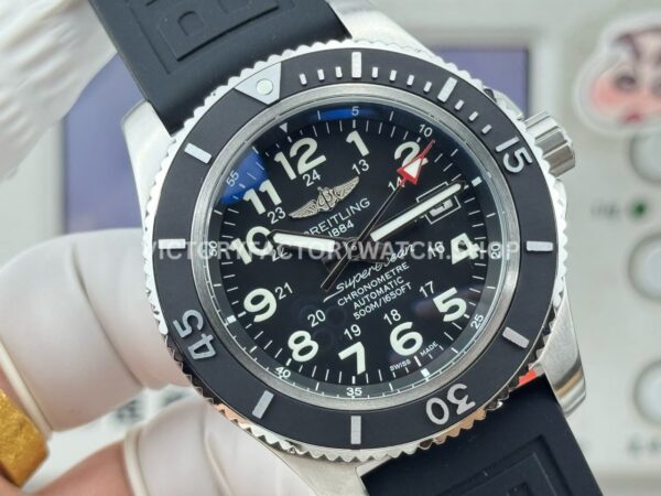 BLS Factory Breitling Superocean A17365C91B1S1 42mm Steel Rubber Strap Arabic numerals Black Dial