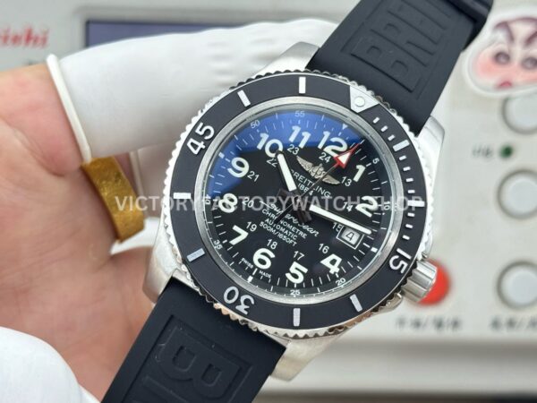 BLS Factory Breitling Superocean A17365C91B1S1 42mm Steel Rubber Strap Arabic numerals Black Dial