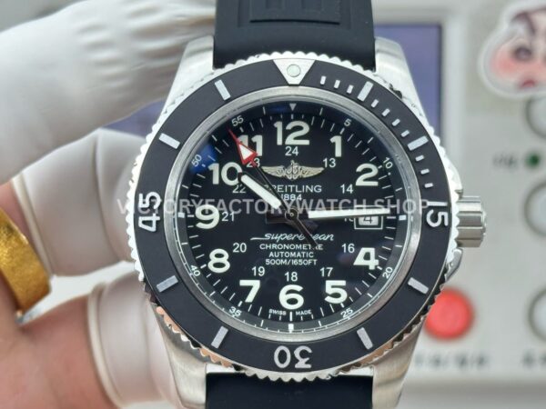 BLS Factory Breitling Superocean A17365C91B1S1 42mm Steel Rubber Strap Arabic numerals Black Dial
