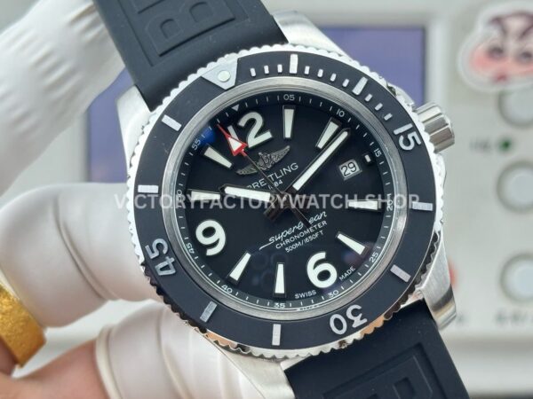 BLS Factory Breitling Superocean A17366021B1S1 42mm Steel Rubber Strap Arabic numerals Black Dial