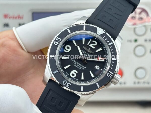 BLS Factory Breitling Superocean A17366021B1S1 42mm Steel Rubber Strap Arabic numerals Black Dial