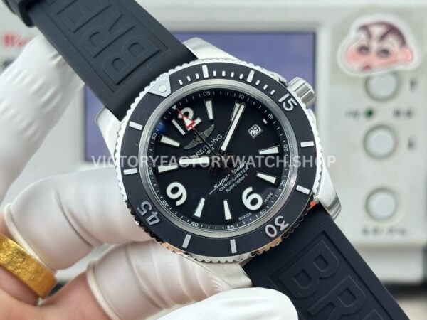 BLS Factory Breitling Superocean A17366021B1S1 42mm Steel Rubber Strap Arabic numerals Black Dial