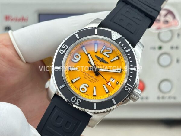 BLS Factory Breitling Superocean A17366D71I1S1 42mm Steel Rubber Strap Arabic numerals Yellow Dial