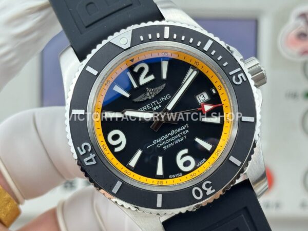BLS Factory Breitling Superocean A17366D71B1S1 42mm Steel Rubber Strap Arabic numerals Black Dial (3) BLS Factory Breitling Superocean A17366D71B1S1 42mm Steel Rubber Strap Arabic numerals Black Dial
