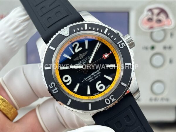 BLS Factory Breitling Superocean A17366D71B1S1 42mm Steel Rubber Strap Arabic numerals Black Dial (7) BLS Factory Breitling Superocean A17366D71B1S1 42mm Steel Rubber Strap Arabic numerals Black Dial