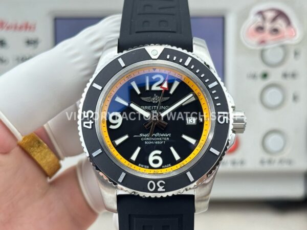 BLS Factory Breitling Superocean A17366D71B1S1 42mm Steel Rubber Strap Arabic numerals Black Dial (8) BLS Breitling Superocean A17366D71B1S1 42mm black dial watch