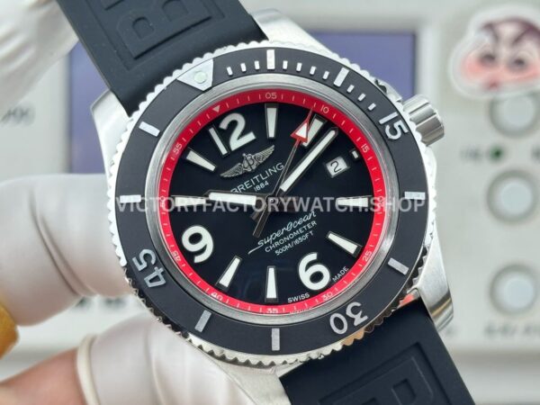 BLS Factory Breitling Superocean A17366D71B2S1 42mm Steel Rubber Strap Arabic numerals Black Dial