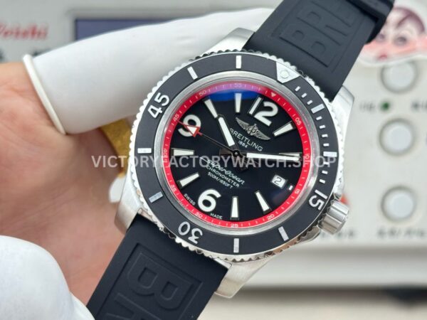 BLS Factory Breitling Superocean A17366D71B2S1 42mm Steel Rubber Strap Arabic numerals Black Dial