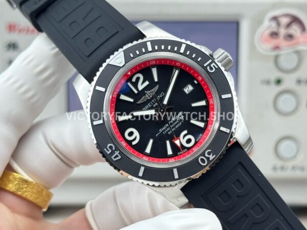 BLS Factory Breitling Superocean A17366D71B2S1 42mm Steel Rubber Strap Arabic numerals Black Dial