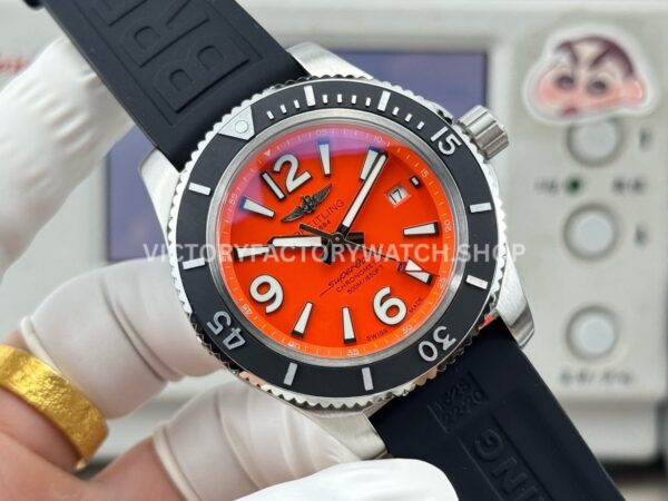 BLS Factory Breitling Superocean A17366D71O1S2 42mm Steel Rubber Strap Arabic numerals Orange Dial (3) BLS Factory Breitling Superocean A17366D71O1S2 42mm Steel Rubber Strap Arabic numerals Orange Dial