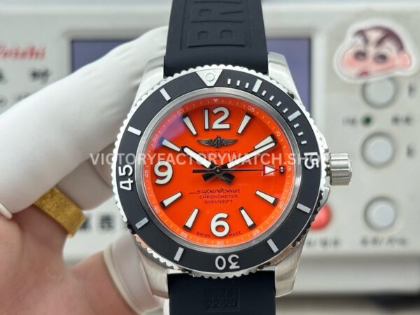 BLS Factory Breitling Superocean A17366D71O1S2 42mm Steel Rubber Strap Arabic numerals Orange Dial (4) BLS Breitling Superocean A17366D71O1S2 42mm orange dial watch