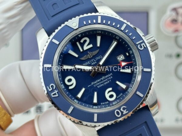 BLS Factory Breitling Superocean A17366D81C1A1 42mm Steel Rubber Strap Arabic numerals Blue Dial (4) BLS Factory Breitling Superocean A17366D81C1A1 42mm Steel Rubber Strap Arabic numerals Blue Dial