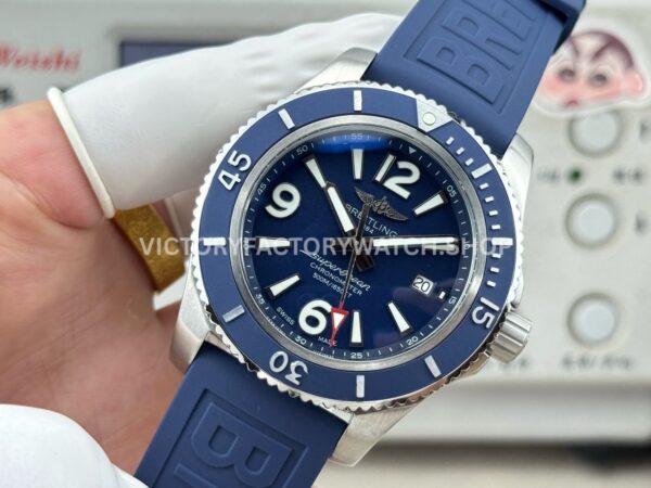 BLS Factory Breitling Superocean A17366D81C1A1 42mm Steel Rubber Strap Arabic numerals Blue Dial (6) BLS Factory Breitling Superocean A17366D81C1A1 42mm Steel Rubber Strap Arabic numerals Blue Dial