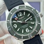 BLS Factory Breitling Superocean A17367A11L1W1 42mm Steel Rubber Strap Arabic numerals Green Dial (3) BLS Factory Breitling Superocean A17367A11L1W1 42mm Steel Rubber Strap Arabic numerals Green Dial