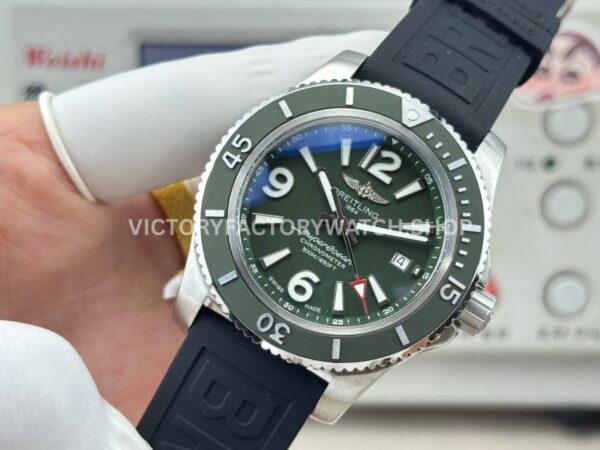 BLS Factory Breitling Superocean A17367A11L1W1 42mm Steel Rubber Strap Arabic numerals Green Dial
