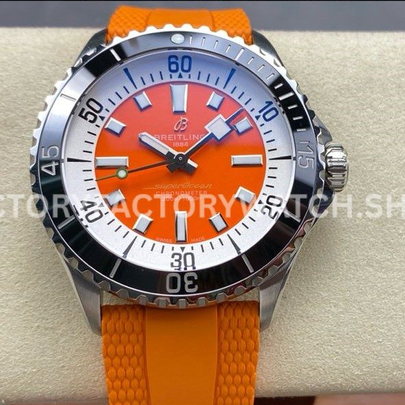 BLS Factory Breitling Superocean A173751A1O1S1 42mm Steel Orange Rubber Strap Orange Dial (5) BLS Factory Breitling Superocean A173751A1O1S1 42mm orange dial orange rubber strap