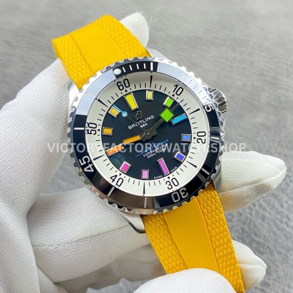 BLS Factory Breitling Superocean A17375211B2S4 42mm Steel Yellow Rubber Strap Black Dial (5) BLS Factory Breitling Superocean A17375211B2S4 42mm Steel Yellow Rubber Strap Black Dial