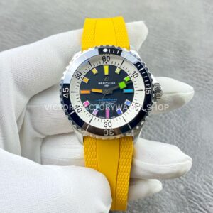 BLS Factory Breitling Superocean A17375211B2S4 42mm black dial yellow rubber strap