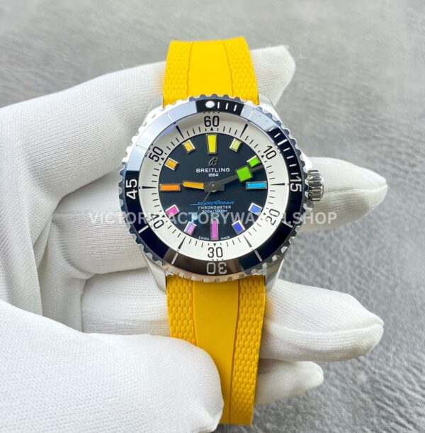 BLS Factory Breitling Superocean A17375211B2S4 42mm Steel Yellow Rubber Strap Black Dial (8) BLS Factory Breitling Superocean A17375211B2S4 42mm black dial yellow rubber strap