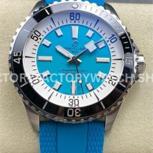 BLS Factory Breitling Superocean A17376211L2S1 42mm light blue dial rubber strap