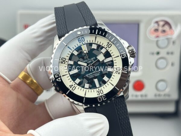 BLS Factory Breitling Superocean E10379351B1S1 46mm Steel Rubber Strap Blue Dial