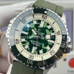 BLS Factory Breitling Superocean E10379D31L1E1 46mm Steel Green Rubber Strap Green Dial