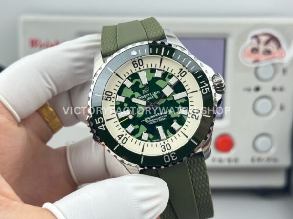 BLS Factory Breitling Superocean E10379D31L1E1 46mm Steel Green Rubber Strap Green Dial