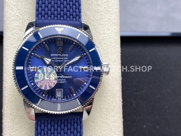 BLS Factory Breitling Superocean Heritage 42 AB2010161C1S1 42mm Steel Blue Rubber Strap Blue ( (5) BLS Factory Breitling Superocean Heritage AB2010161C1S1 42mm blue dial blue rubber strap
