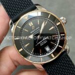 BLS Factory Breitling Superocean Heritage B20 UB2010121B1S1 42mm Half Rose Gold Rubber Strap Black Dial